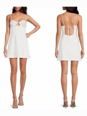 NWT Gianni Bini White Beaded “Chloe” A-Line Cut-Out Sequin Dress w Back Tie Sz 4